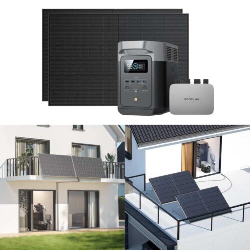 Kit solare per balcone Ecoflow Powerstream composto da pannello fotovoltaico e generatore solare portatile