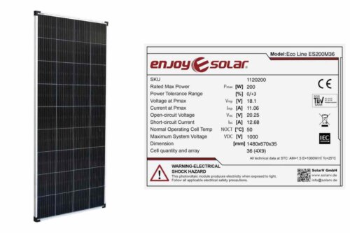 Pannello solare monocristallino 200 W Enjoy, per la casa e il giardino