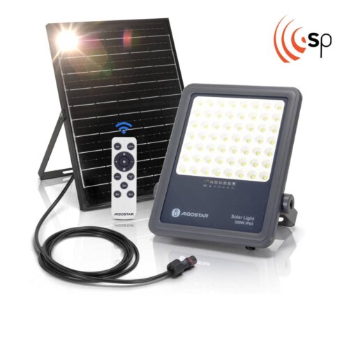 Faretto solare da esterno Aigostar per terrazzo e giardino 300W. Emissione luminosa 3000 lm